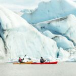 Glacier Lagoon Kayaking in Iceland, kayaking between icebergs