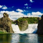 Hjálparfoss waterfall in the Golden Circle Highlands of Iceland