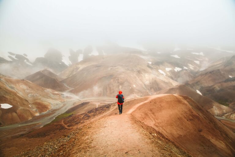 Landmannalaugar Super Jeep Tour from Reykjavik, people hiking in Landmannalaugar the highlands of Iceland