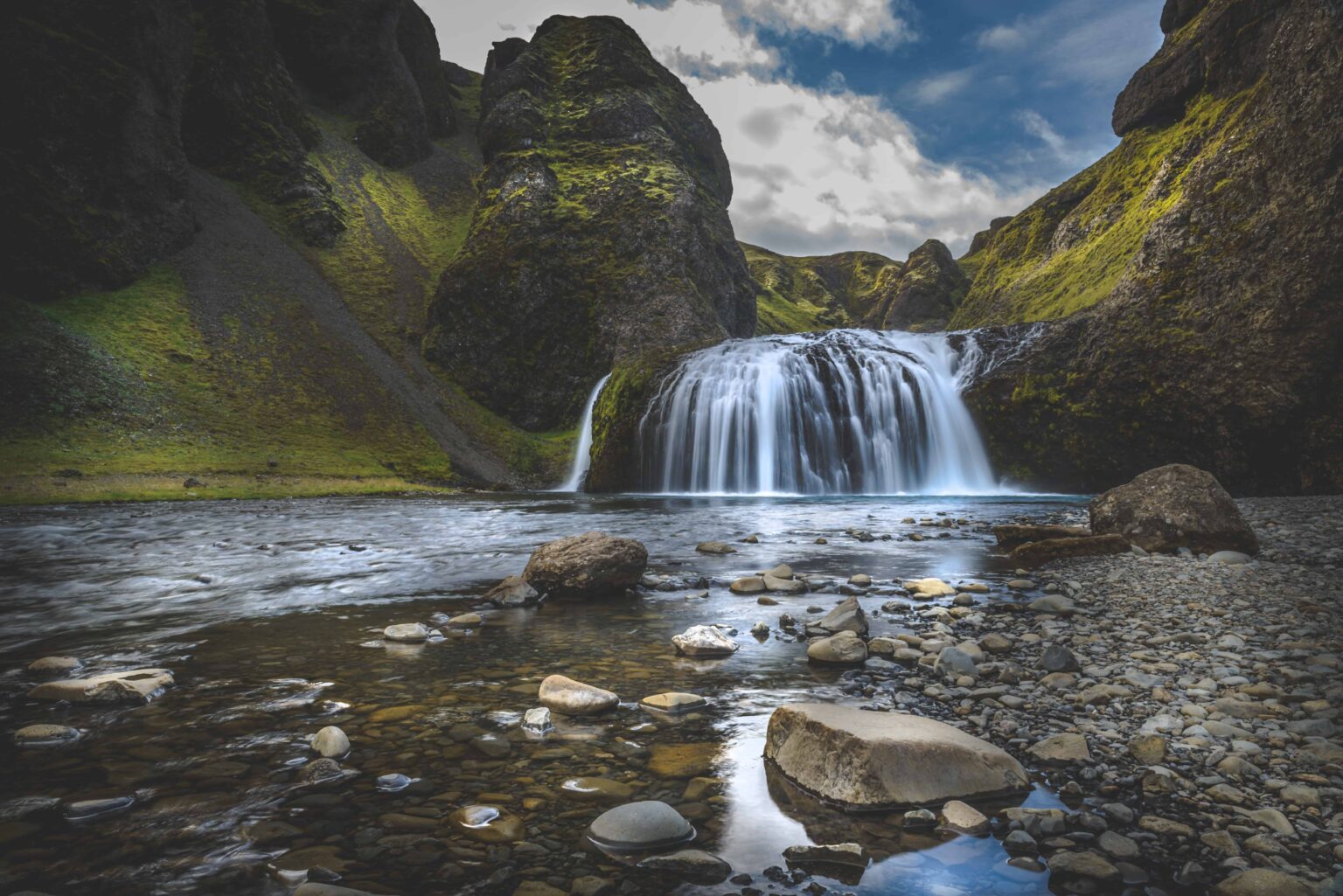 Stjórnarfoss Waterfall in Iceland - Kirkjubæjarklaustur South Iceland