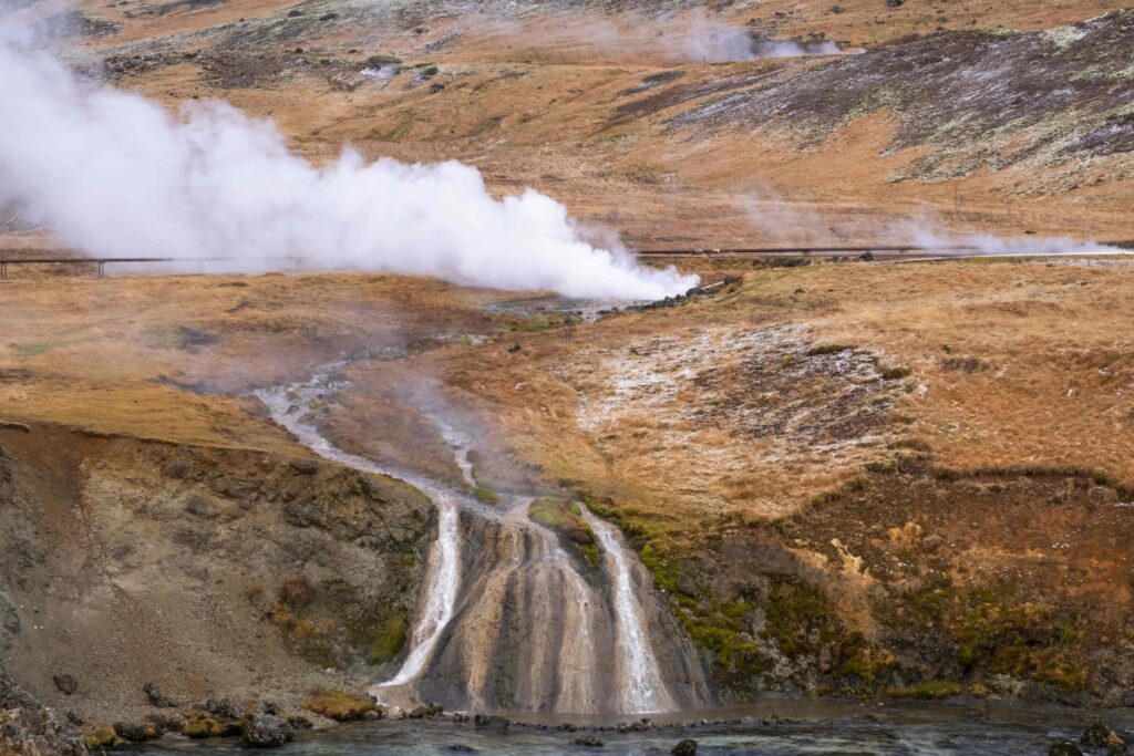 hot spring waterfall in Hveragerði