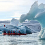 Kayak on Jokulsarlon glacier lagoon