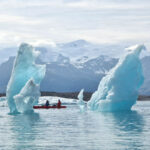 Kayak on Jokulsarlon glacier lagoon