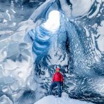 Askur Ice Cave on Myrdalsjokull Glacier in South Iceland