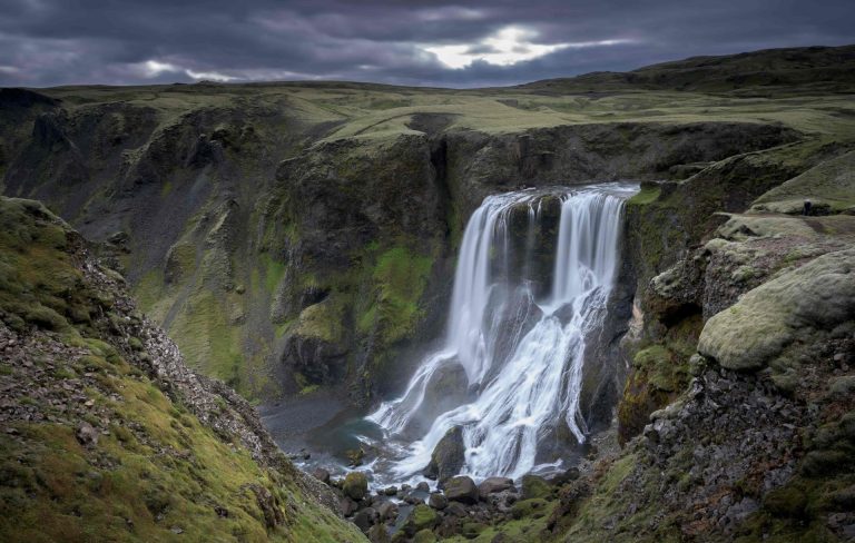 Fagrifoss waterfall in the highlands of Iceland