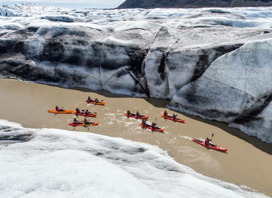 Glacier Kayaking Adventure at Heinabergslón glacier lagoon in south Iceland